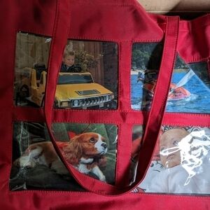 Tote bag with slots for pictures